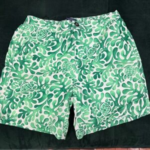 Vilebrequin Green Leaf Print Boys Board Shorts Sz 12